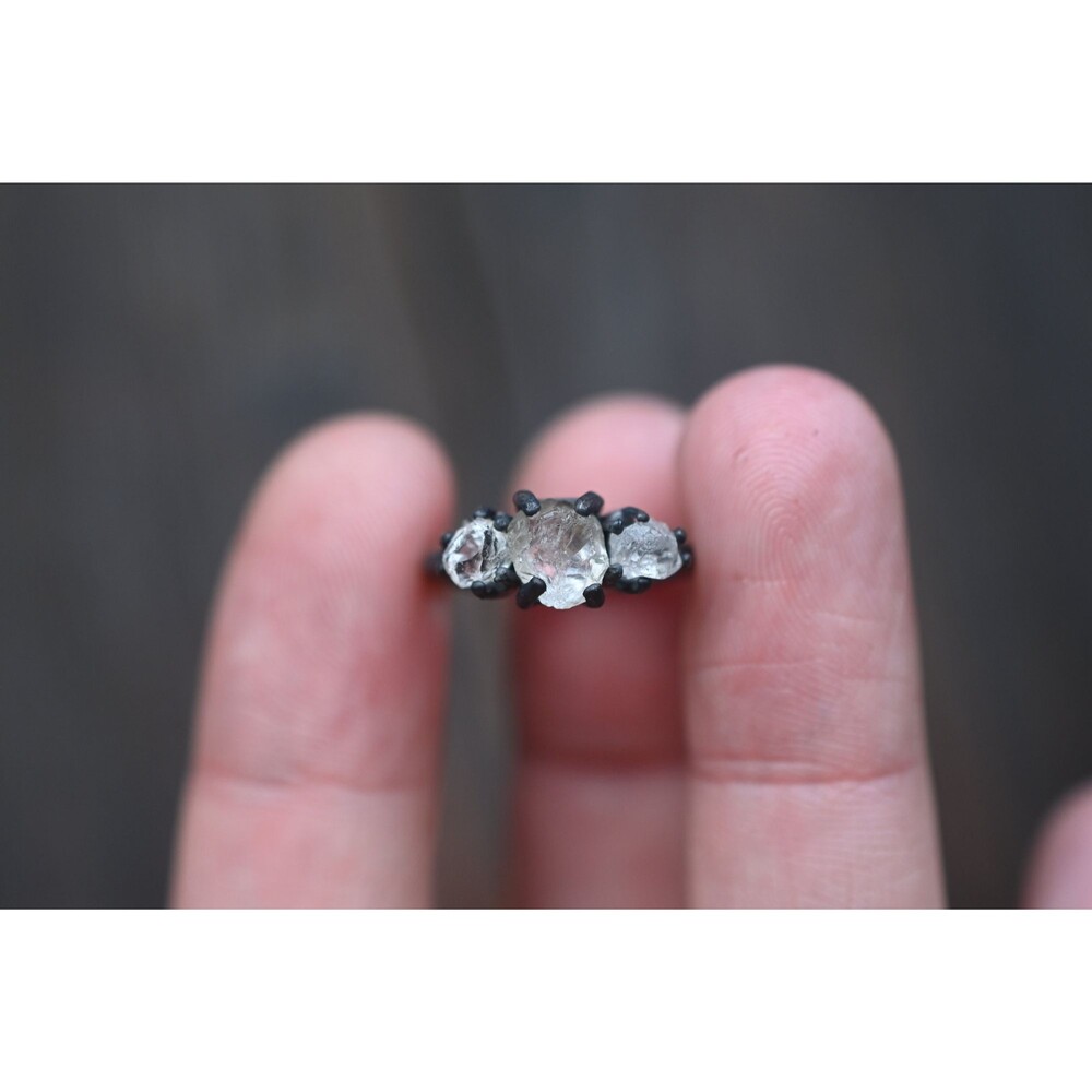 Engagement ring Raw Quartz  Rough Diamond Jewelry Natural Uncut Diamond Band Qua